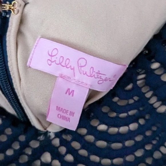 NEW Lilly Pulitzer Nicoline Dress in Scalloped Lace True Navy - Picture 6 of 7